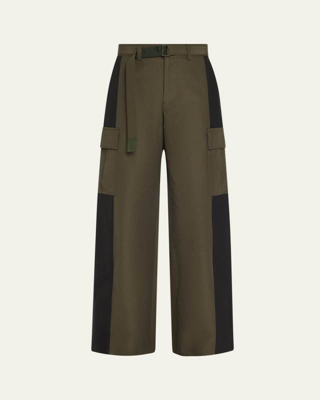 Grosgrain Cargo Pocket Wide Leg Belted Trousers